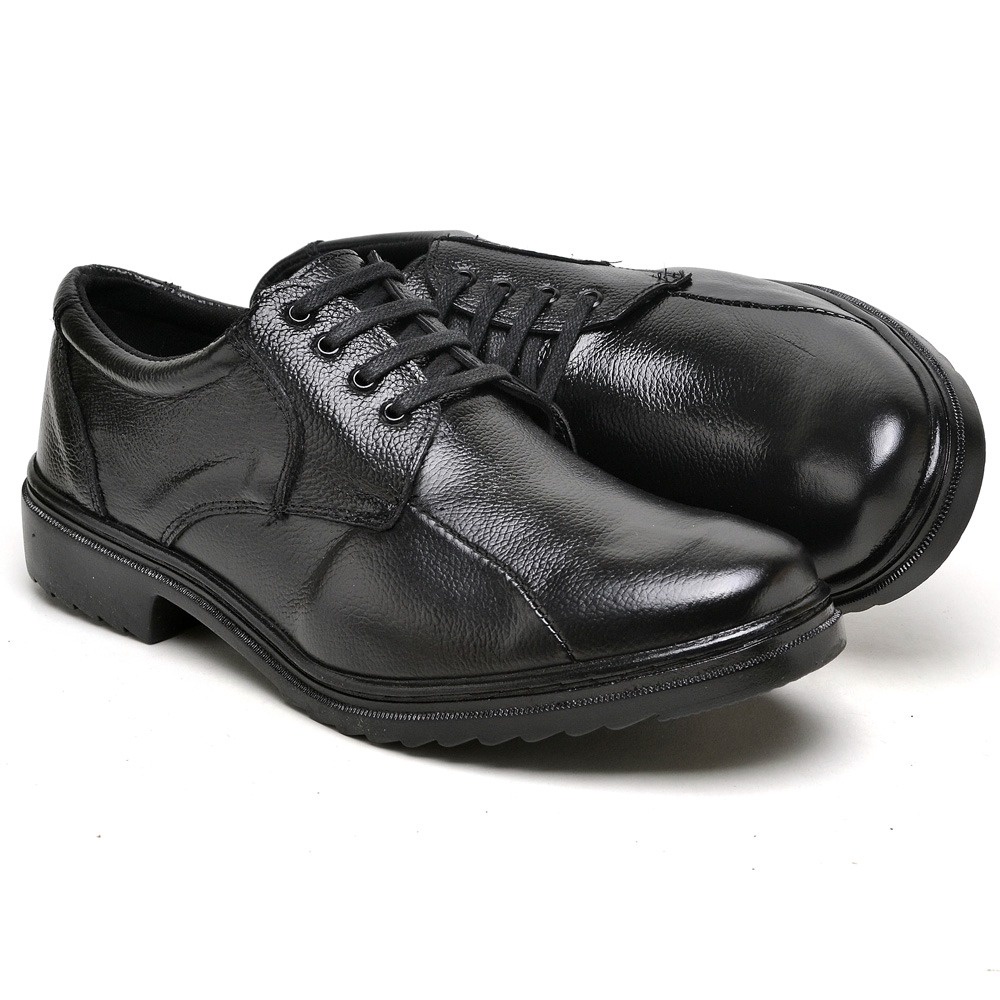 Sapato Social Militar Preto Em Couro Legitimo Confortavel Solado Costurado
