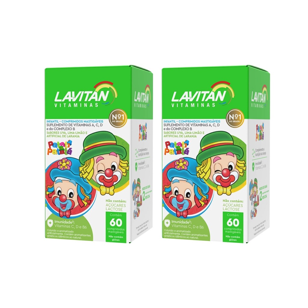 KIT 2 Lavitan Kids 120 Comprimidos Mastigaveis Sortidos