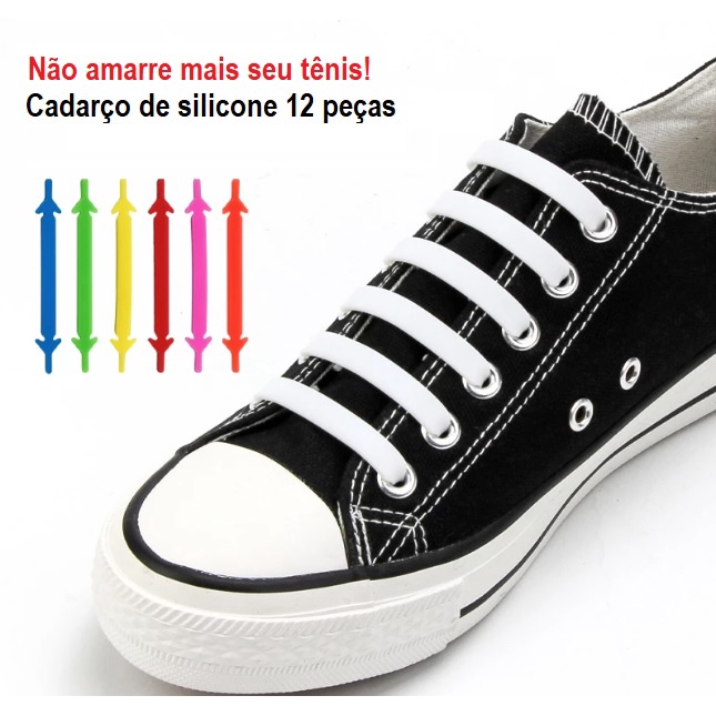 Cadarço de silicone tenis infantil criança adulto corrida 12 peças