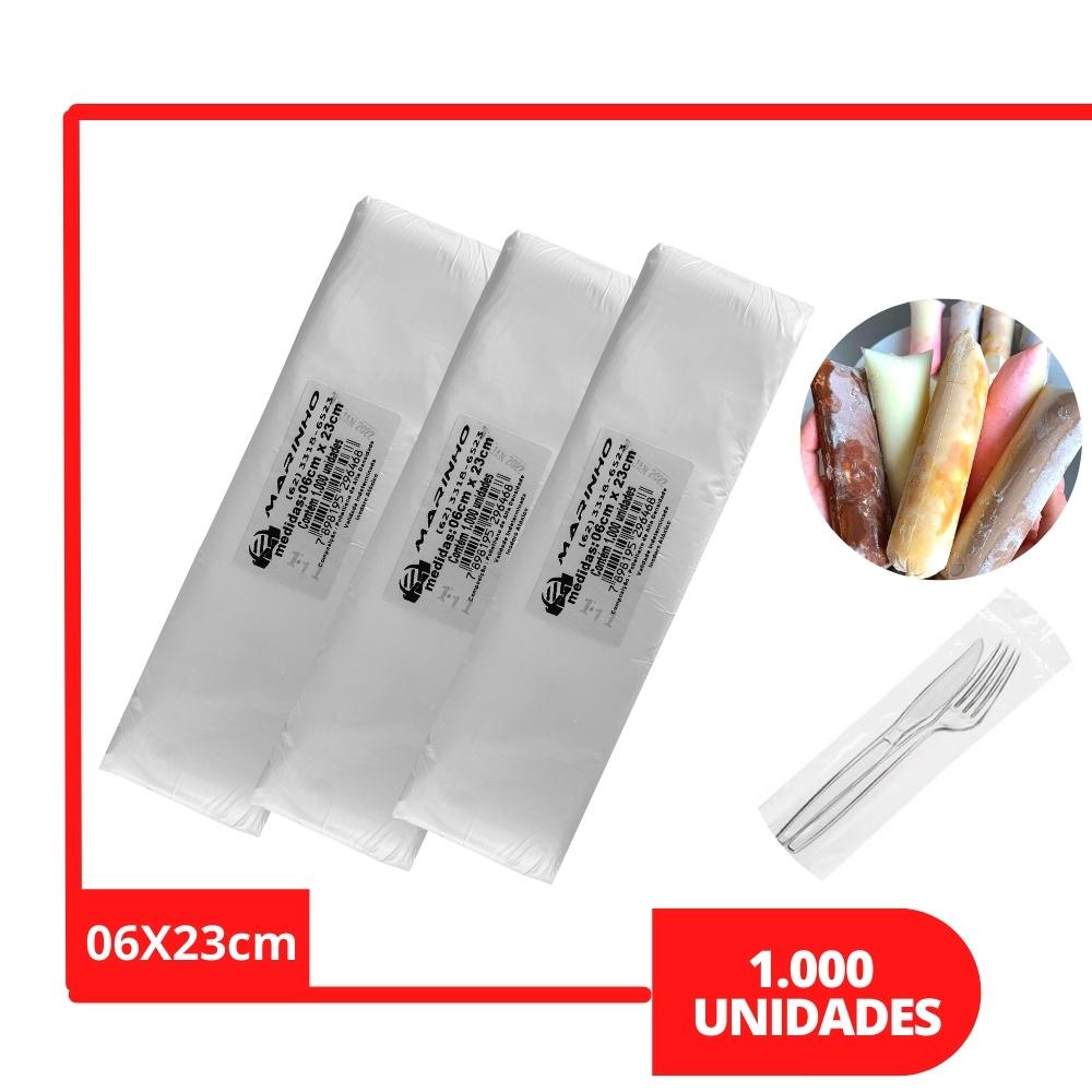 1.000 Saco Geladinho Sacole 06x23 Saco Plastico P/ Talher