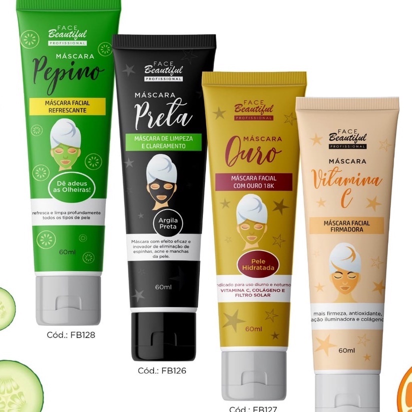 BISNAGA Skincare 4 opções 60ml Mascara Face Beautiful