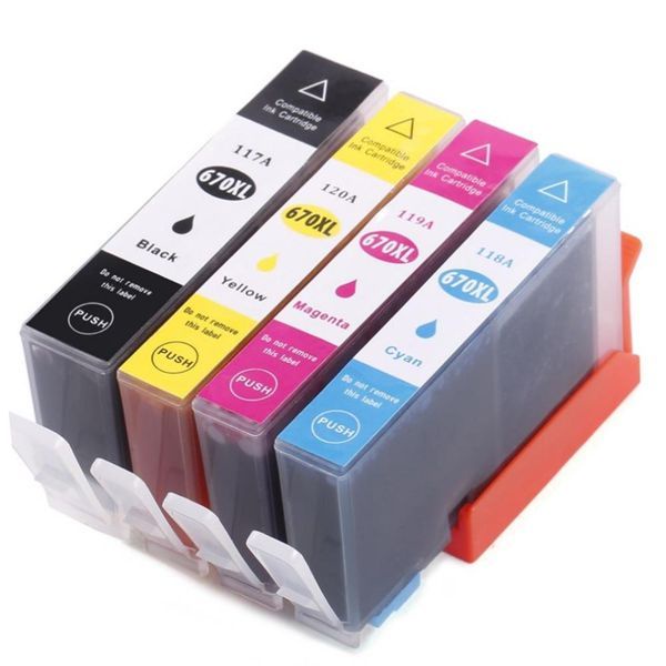Kit Cartucho de Tinta 670xl Preto 670 Color Compatível com Impressora hp 4625 4615 5525 3525