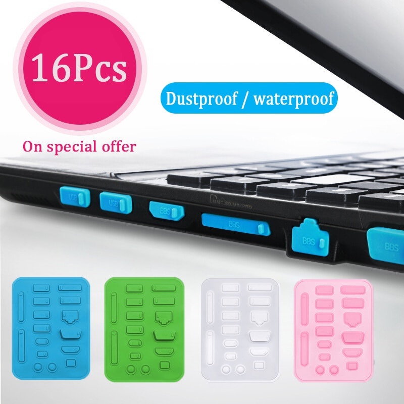 (Acessórios Móvel) 16 Pçs/set Colorido Silicone Anti Poeira Plug/Laptop À Prova De Tampa Rolha De USB/Capa Para D'água