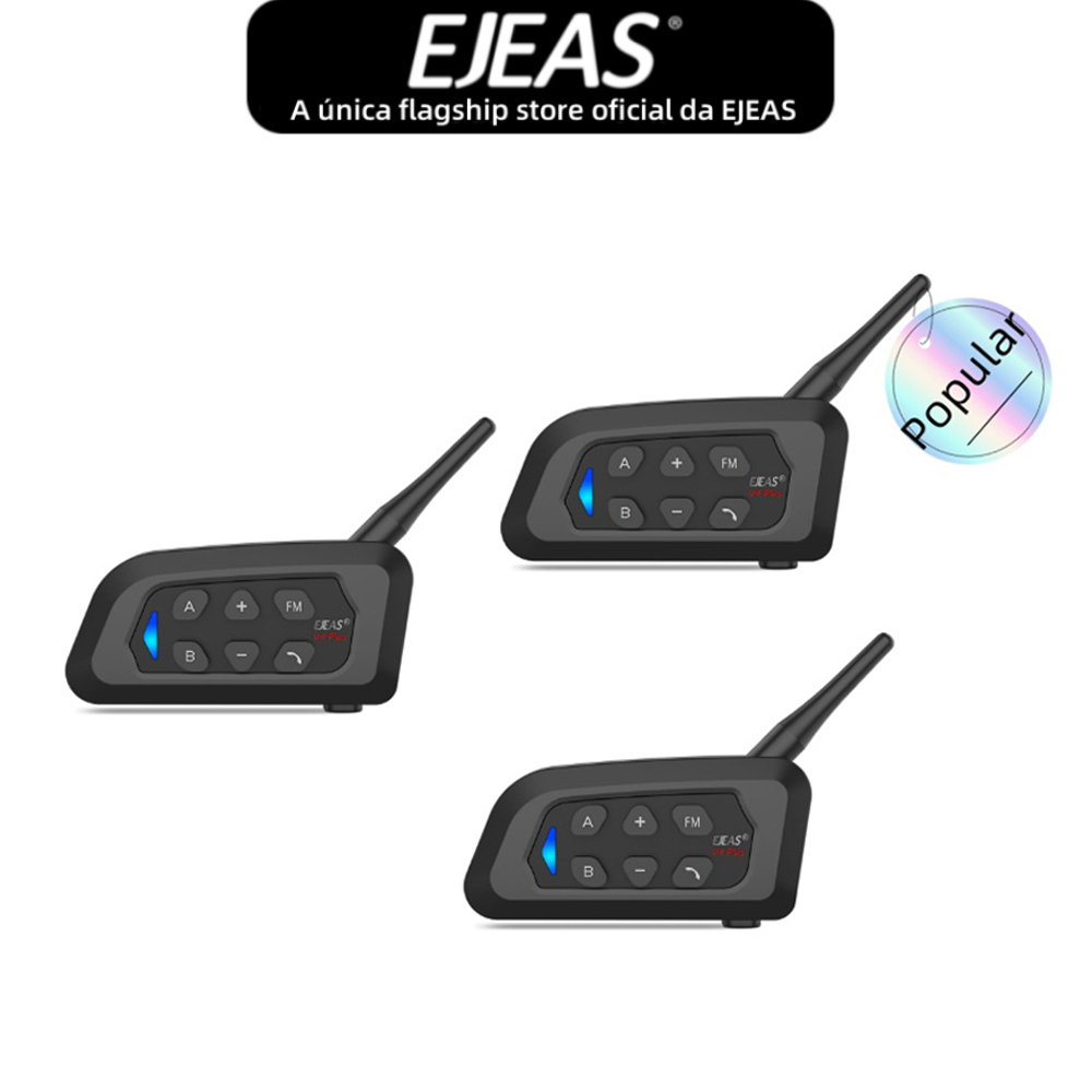 EJEAS V4C PLUS Fone De Ouvido De Intercomunicação Bluetooth , 5.1 , 4 Pessoas Falam Em Tempo real Impermeável 3 Pacotes Para Shoei AGV KYT Yamaha Honda Forza 250