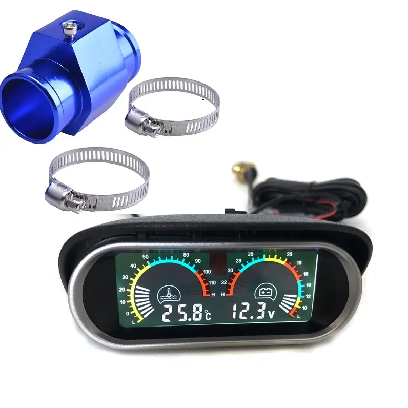 Medidor Digital De Temperatura De Água 12V 24V + Volt Sensor Conector Do Cabeçote Da Junta Adaptador Radiador Mangueira