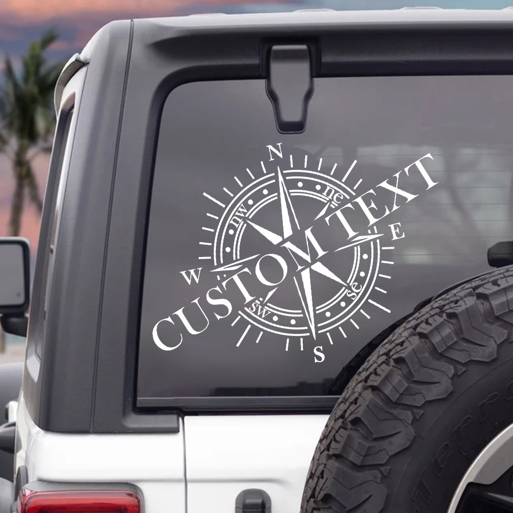 Adesivo De Carro Com Bússola , Nome Personalizado Para Decalques , Decoração De Aventura
