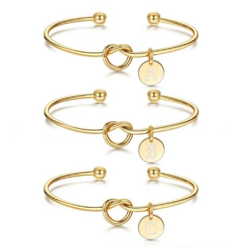 Pulseira Simples Com Nó Letras/Pulseiras De Presente De Dama De Honra , Presentes Para Namoradas , Casal/A-Z