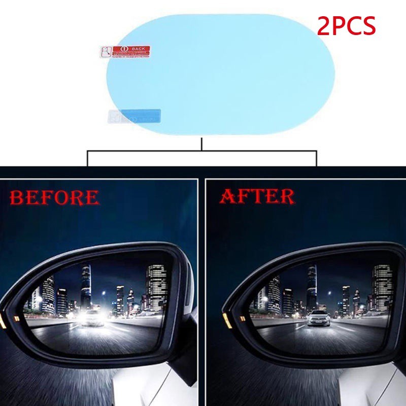 2 Pçs Filme Protetor Para Espelho Retrovisor De Carro Antiembaçamento Oval Azul