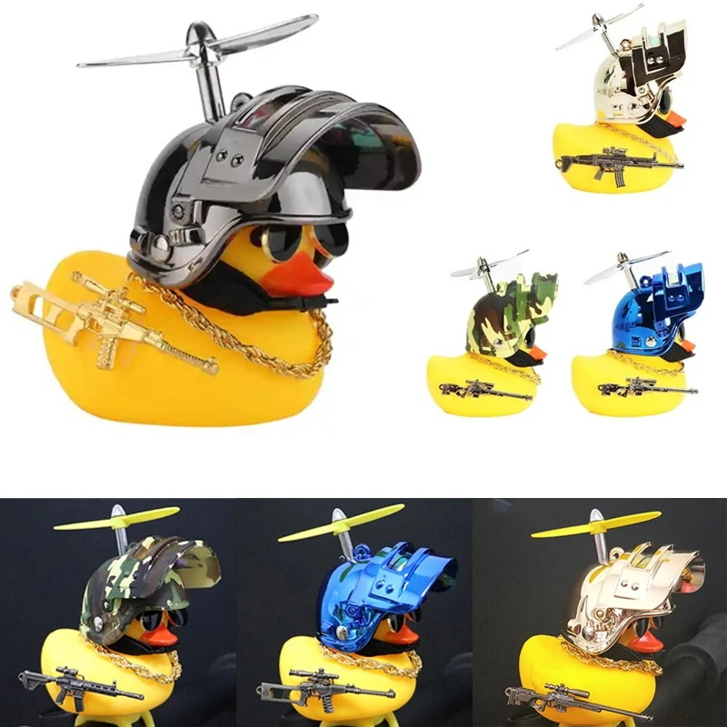 Pato de borracha de vento quebrado bonito para decorações de carro bicicleta capacete de motocicleta pato de borracha
