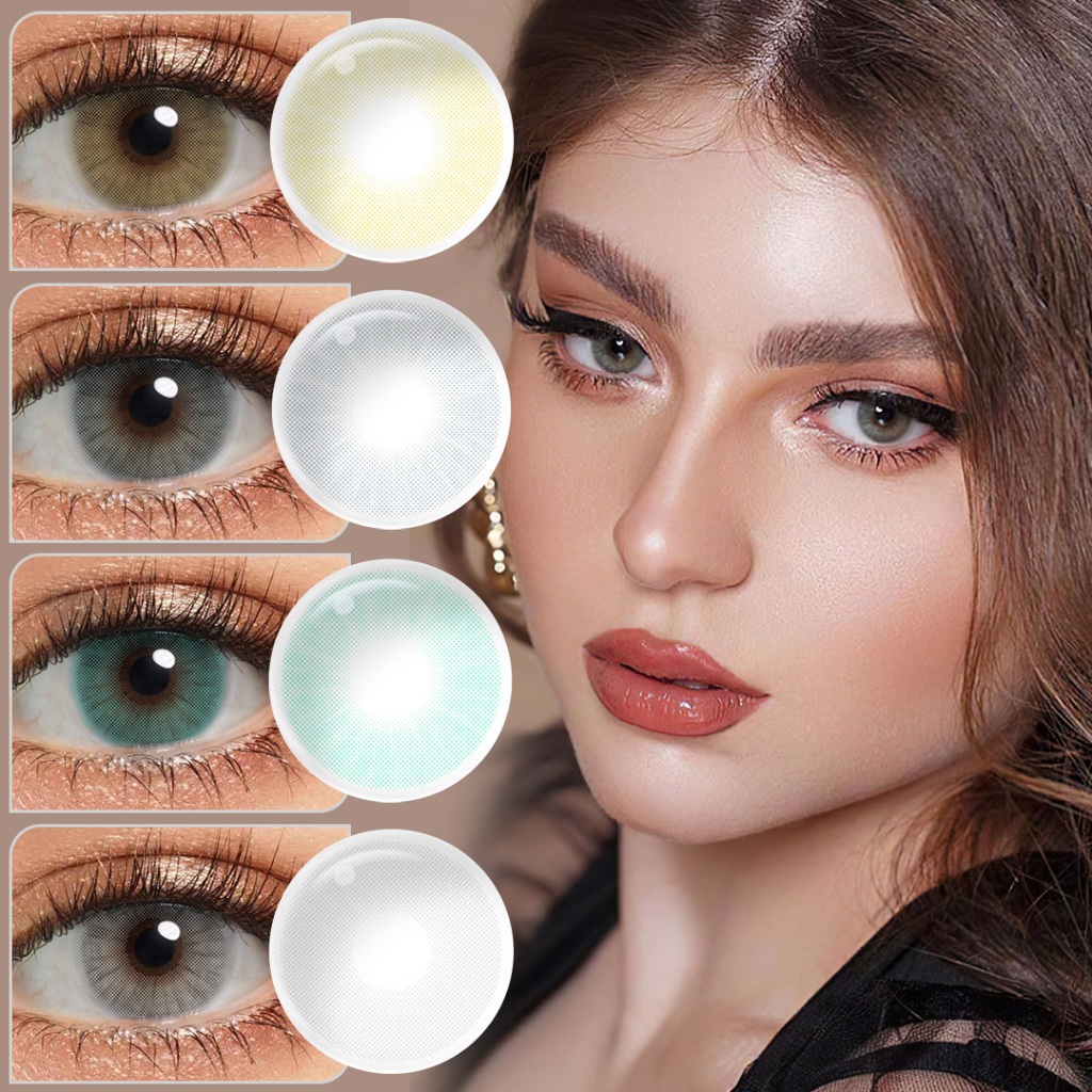 Hidrocor Lentes De Contato Para Maquiagem Grande Olho Colorido Natural Azul/Verde 14.0mm  2 Peças/Par