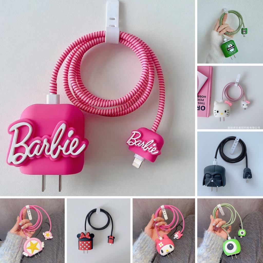 Conjunto 4 Em 1 Protetor De Cabo Para IPhone/IPad 18W/20W Proteção Do Carregador De Cartoon Fofo Disney Mickey Minnie Fu