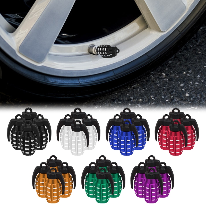 2pcs/4pcs Tampa De Pneus De Liga De Alumínio Para Carros Personalizada Em Forma De Granada Automóveis/Motocicleta Universal Do Núcleo Da Válvula