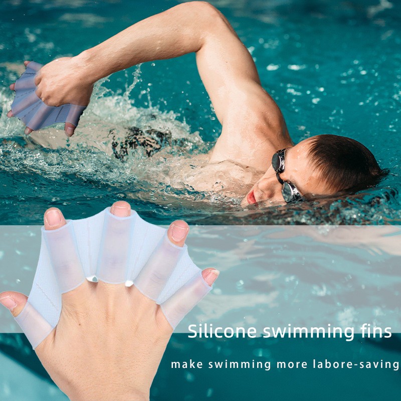 1Pair Unisexo Tipo Rã Cintas De Silicone Flippers De Mão Luvas De Dedo Paddle Water Sports Accessories