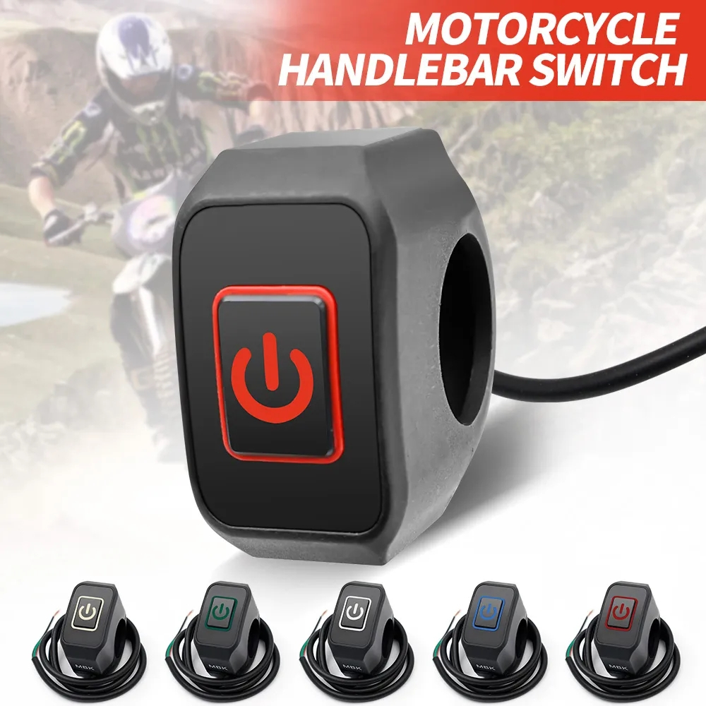 Botão De Interruptor Modificado De Motocicleta Controle De Buzina De Farol ON/OFF Para Interruptores À Prova D'água De 22mm Montagem Em Guidão