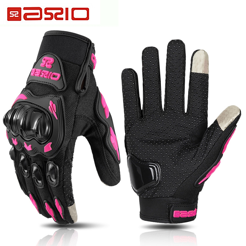 Luvas De Motocicleta AXIO Para Mulheres Motociclismo Com Tela De Toque De Dedo Completo Respirável De Verão Antiderrapantes Pink S-XL