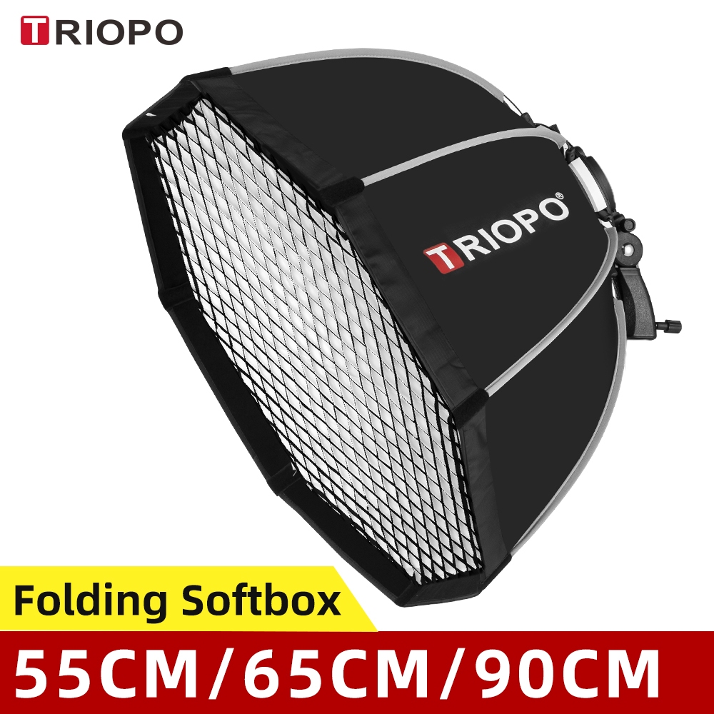 Triopo 55cm 65cm 90cm 120cm Dobrável Octagon Softbox Suporte De Montagem Alça Para Godox Speedlite Flash Luz