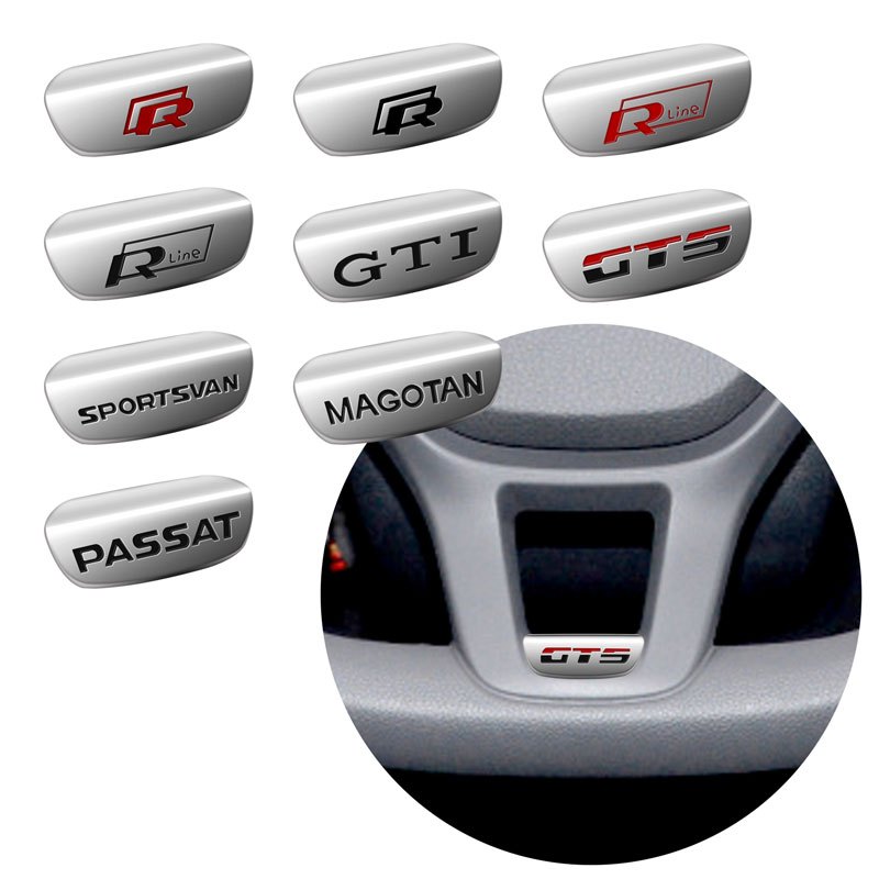 Logotipo Do Carro Volante Decorativo Capa Metálica Adesivos Para VW GTI R Linha Polo Golf Jetta T-ROC Touareg Touran GTS
