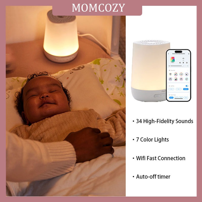 Máquina De Ruído Branco Momcozy Para Bebês Dormindo Com Luz Noturna Treinador De Dormir Crianças 34 Sons Calmantes App C