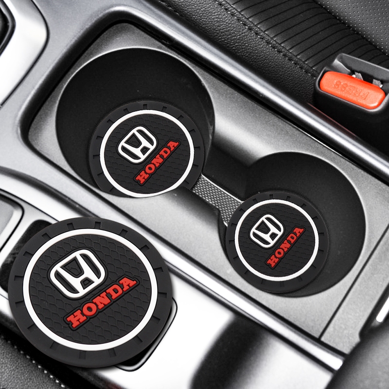 2pcs Honda Car Coaster Moda Carro Decorativa Para Copos De Água Slot Silicone Mat FIT CR-V Acordo Piloto Vezel Odyssey INSIGHT