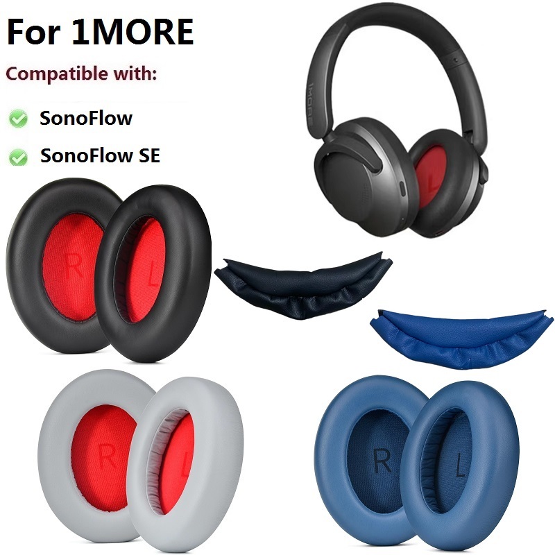 Almofadas De Ouvido Para 1MORE SonoFlow , SE Substituição De Fones De Alta Qualidade Couro Da Cabeça
