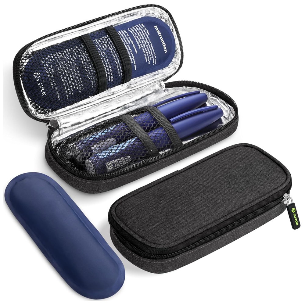 Estojo De Viagem Refrigerador Para Caneta De Insulina AUVON Com 2 Bolsas De Gelo Aprovadas Pela TSA , Bolsa De Resfriamento Isolada Medicamentos Diabéticos Canetas E Armazenamento De Suprimentos , Compacto Dail