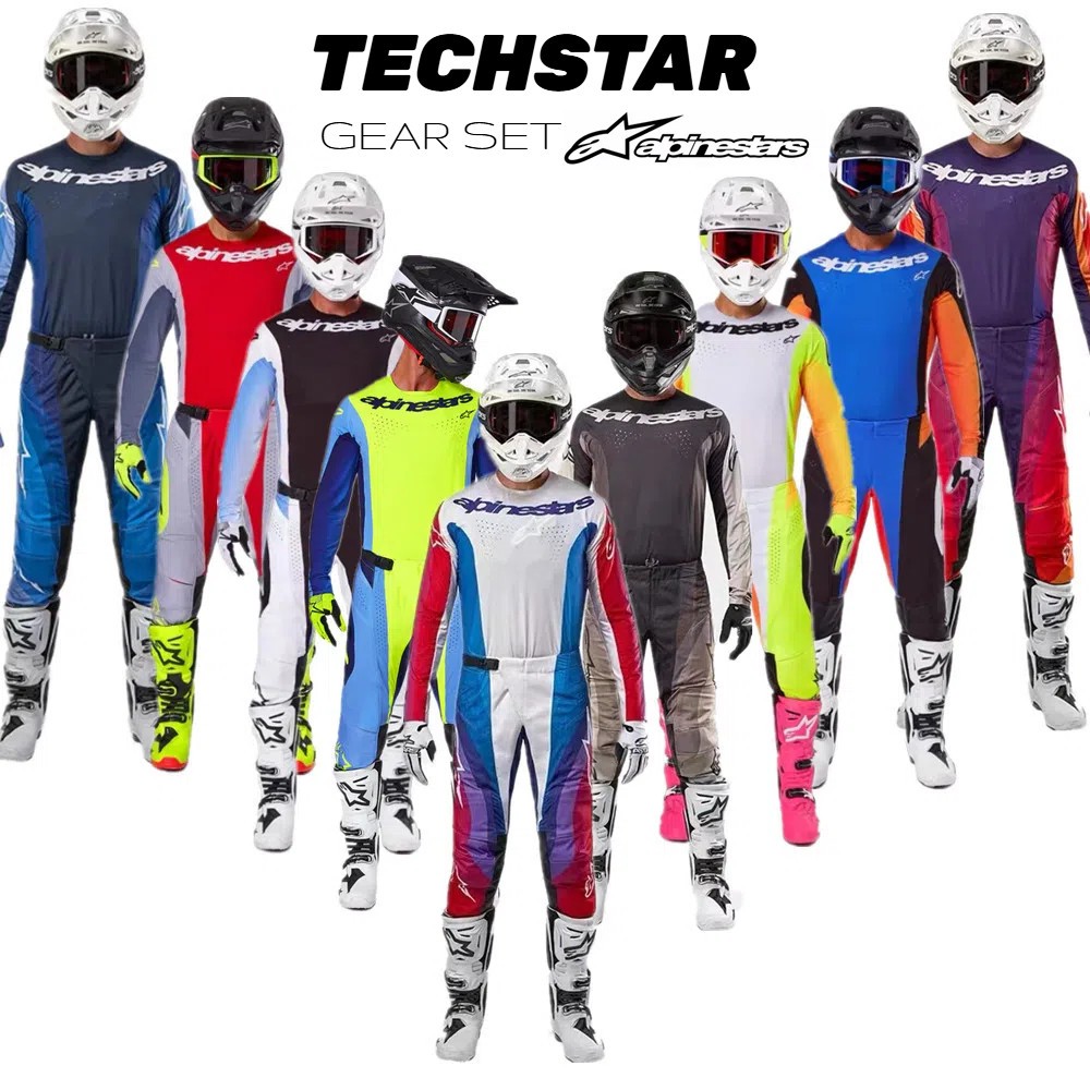 ALPINESTARS 2025 TECHSTAR MELT FLURO Amarelo/Azul Conjunto De Engrenagens A-star Dirt Bike Motocross MTB MX ATV Motocicl