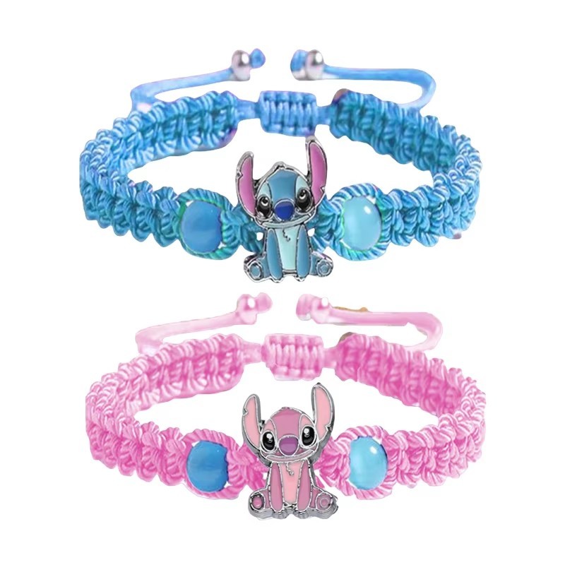 2 Pçs Disney Stitch Mulher Pulseira Dos Desenhos Animados Lilo & Anime Figura Impressão Bonito Presente Crianças Brinque