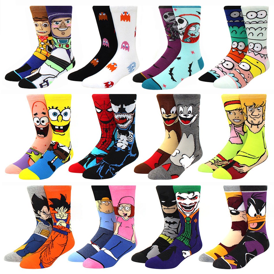 Meias Engraçadas De Personalidade Cartoon Masculinas Tendência yin yang hip hop harajuku