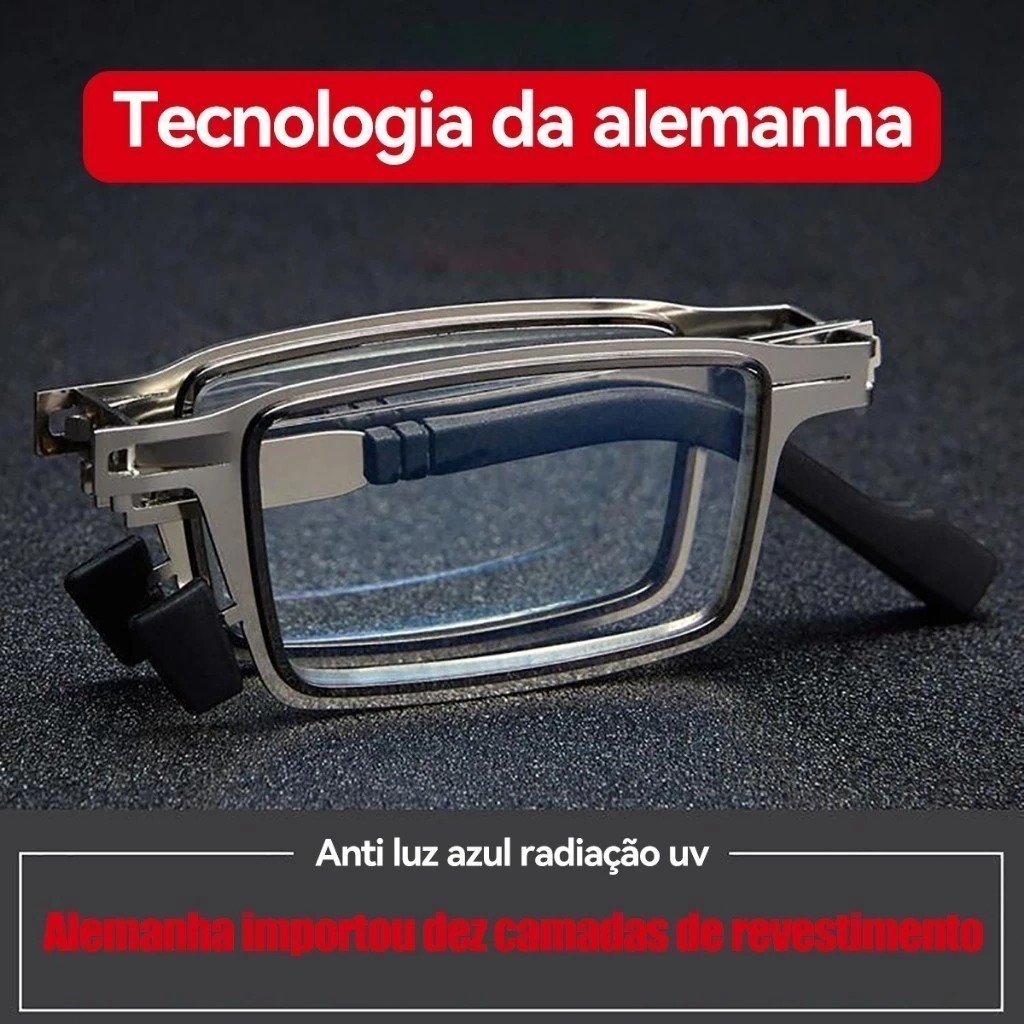 Óculos de leitura dobrável portátil quadro masculino feminino quadro de Metal quadrado Anti luz azul