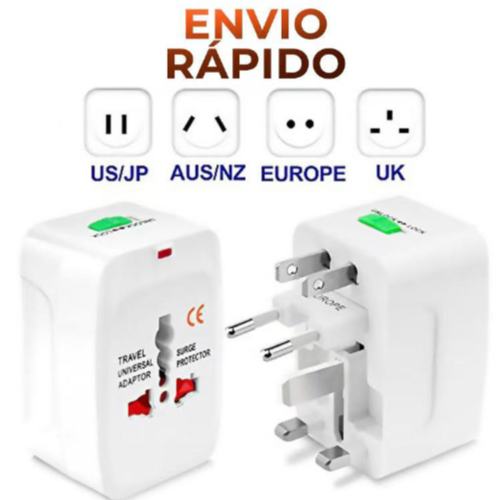 Adaptador conversão universal tomada global conversor multifuncional para viagens Portas duplas