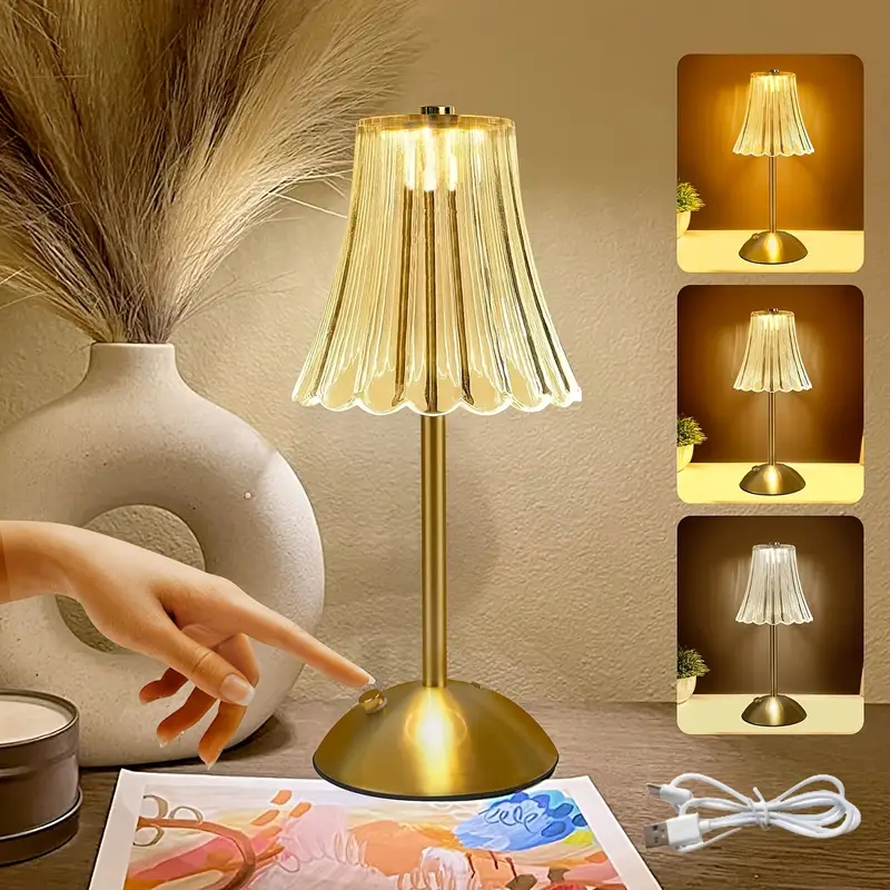 Lâmpada Abajur Mesa Com Barra Led Sensor Toque De Luz Quarto Sem Fio 3 Cores