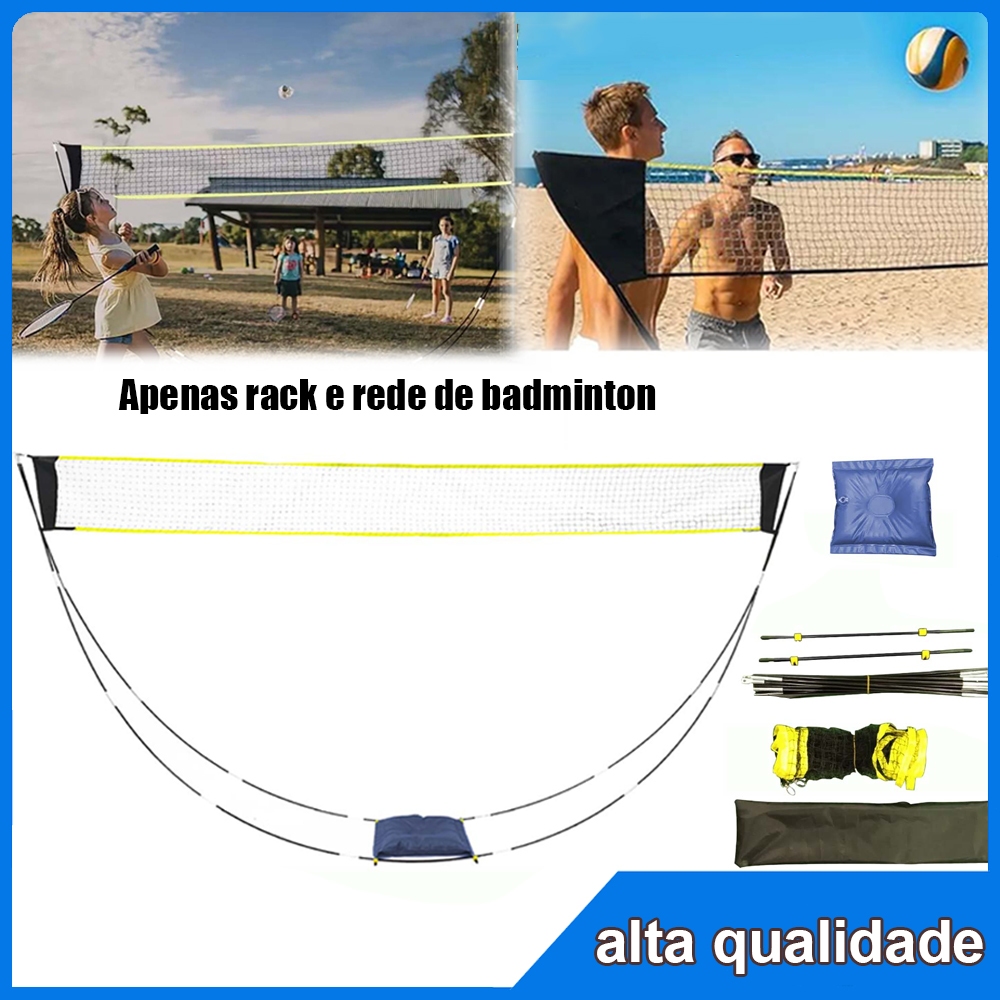Conjunto de rede e raquete de Badminton dobrável (adequado para crianças, adultos, ambientes internos e externos japones