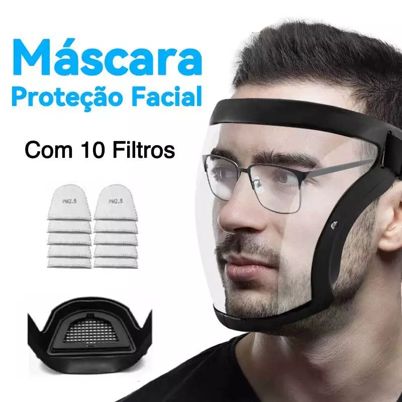 Almofadas filtrantes substituíveis / Máscara de Proteção Facial Transparente à Prova de Poeira com 10 Filtros PM 2,5