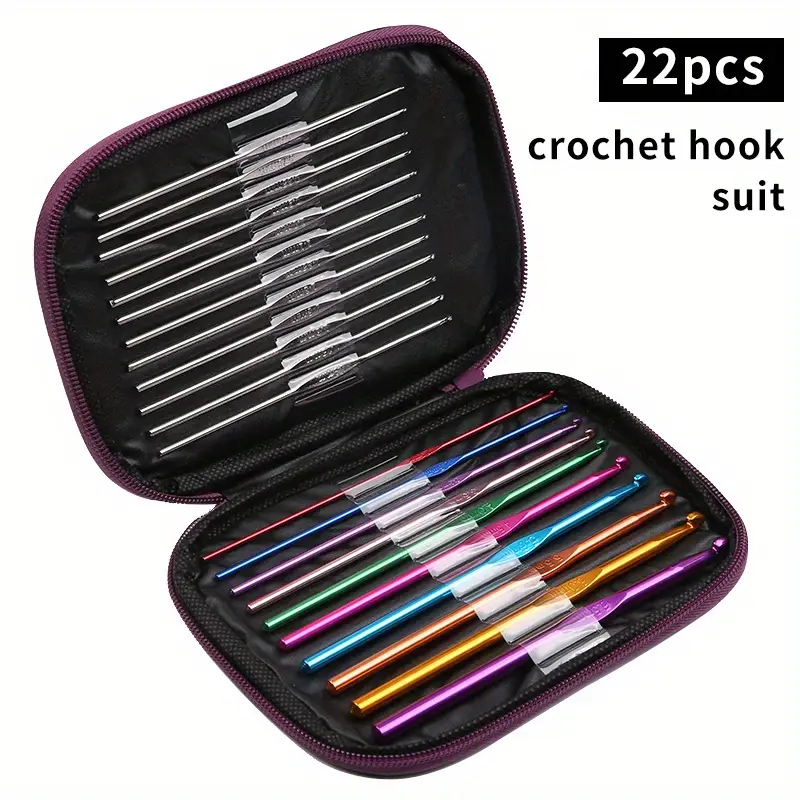 Kit 22 Agulhas de Crochê + Case Porta Agulhas