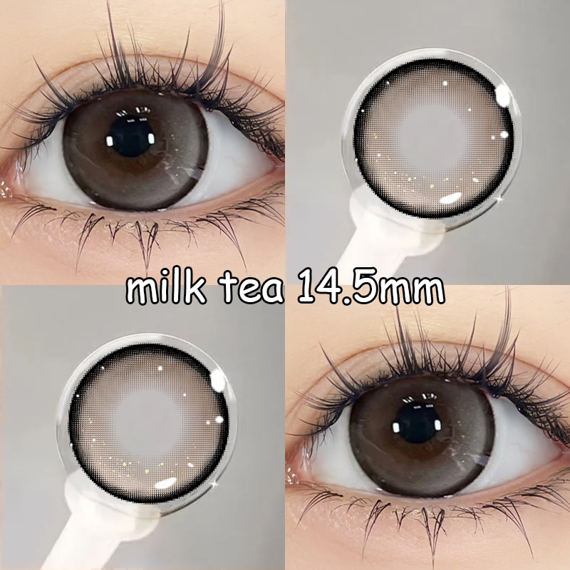 1 Par De Lentes De Contato Marrom Leite Chá 14.5 Mm Kseye Para Miopia (0 ~-8.00 Graus) 1 Dia De Uso Diário