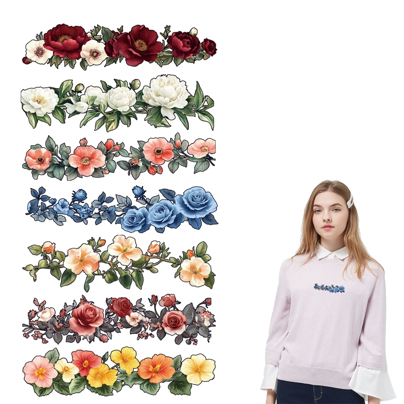 7 Pçs Flores Transferência De Calor Vinil Fácil De Cortar Imprensa Térmica Appliqued Parches Ropa Roupas Adesivos Diy Ca