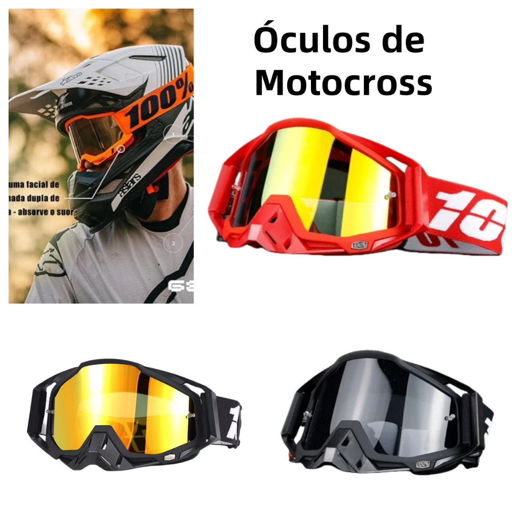Óculos De Proteção  Motocross E Para-brisa Off-road Óculos de Sol para Ciclismo e à Prova de Vento