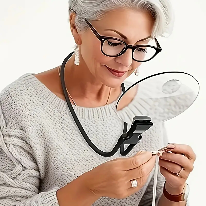 3X/10X Lupa Proteção Para Os Olhos HD Leitura Costura Idosos Mãos Livres Ajustável Pendurado Pescoço Preto