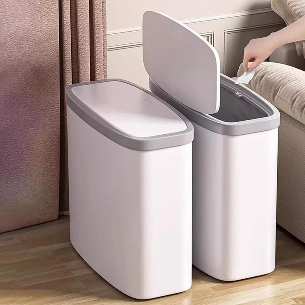 HAOSIN 14L Lixeira grande com tampa de Click pressão, ideal para uso em cozinhas, salas e banheiros