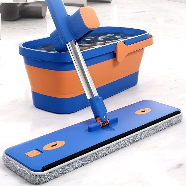 haosin Conjunto De Esfregão E Balde De Microfibra Dobrável (Com Raspador Desidratador) De Limpeza Giratório