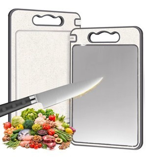 Aço Inox de Grau Alimentício para Cozinha Tábua de Corte Dupla Face Premium de Titânio