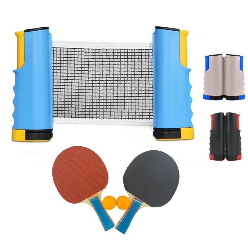 Conjunto portátil de tênis de mesa | 1 rede retrátil + 2 raquetes + 3 bolas, essencial para entretenimento doméstico