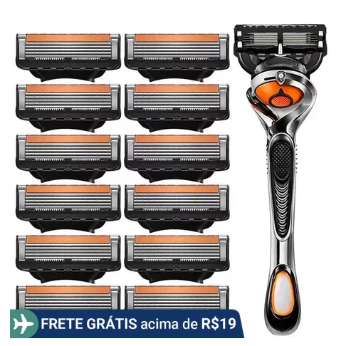 Aparelho de Barba Manual de Alta Qualidade com 5 Camadas e 4 Lâminas Substituíveis - Cabeça e Cabo Universais-Frete Grát