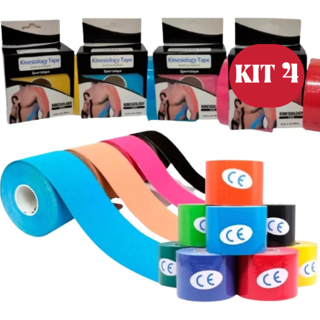 Fita Kinesio Bandagem Elástica 5cmx5m Tape Fisioterapia Adesiva Alivia a Dor Lesão Atleta