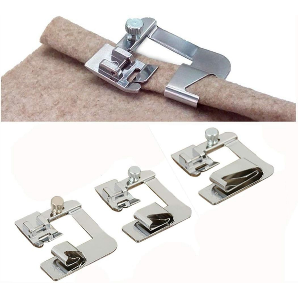 Kit 3 Calcadores Sapata Barra Bainha Enrolada 12mm 19mm 25mm - Máquinas domésticas e retas industriais