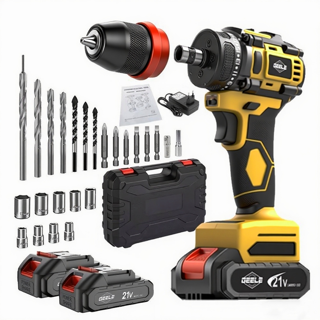 Parafusadeira Furadeira 3/8"  21V 2 Baterias Com Maleta e Acessórios Completo brushless