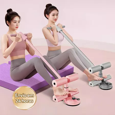 Equipamento Abdominal com Ventosas e Corda Elástica, Ajuste em 3 Níveis, Proteção Abdômen e Joelhos