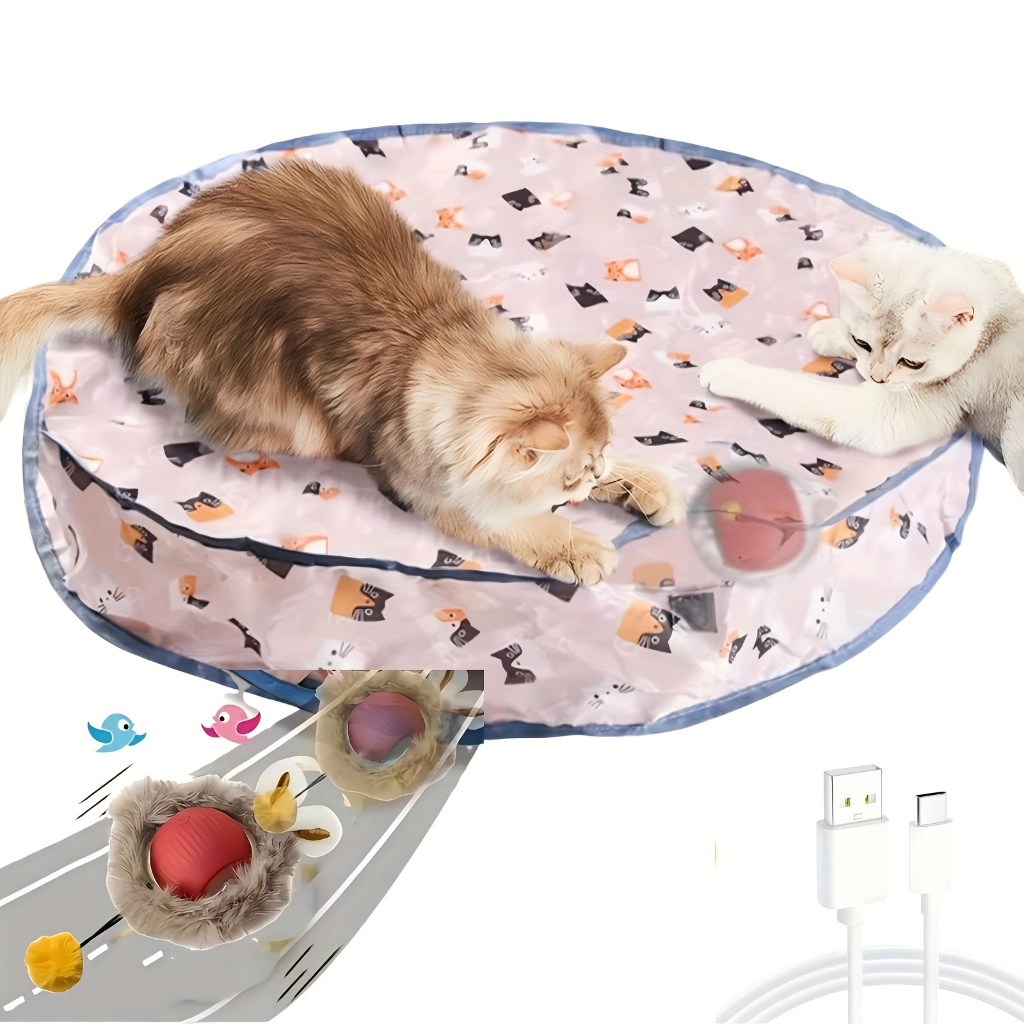 brinquedo interativo para gatos , simulado divertido bola de rolamento rápido reutilizável em tapete de brincar internos