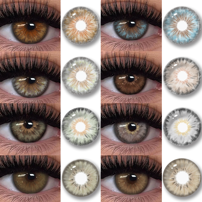 KSSEYE 2 Peças De Lentes De Contato De Cor Natural Para Olhos , Verde , Azul , Cinza , Estilo Íris , Cosméticos Colorido