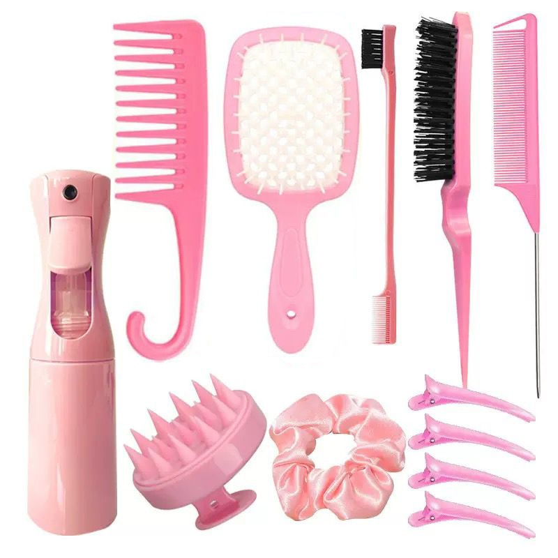 12pcs 3pcs Escova Para Cabelos Encaracolados Conjunto De Pente De Rabo De Curvo Ferramentas
